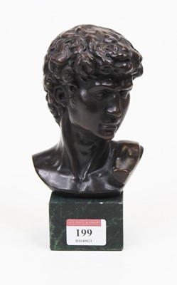 Lot 199 - A reproduction bronzed head and shoulders bust...