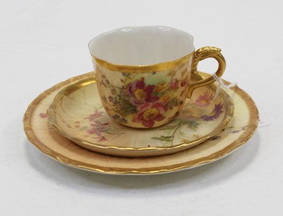 Lot 220 - A late Victorian Royal Worcester matched trio,...