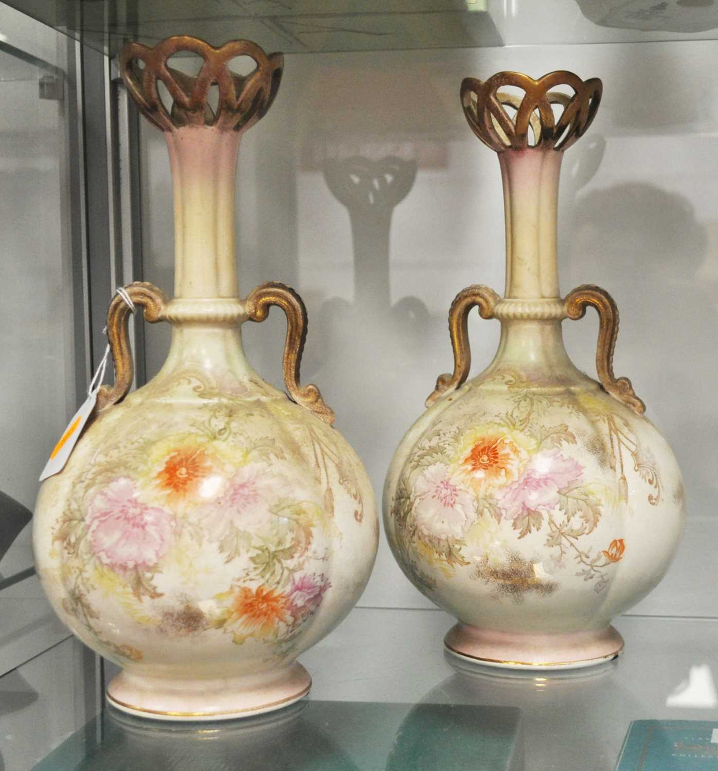 Lot 251 - A pair of Victorian Old Hall vases, each...