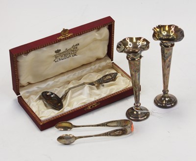 Lot 264 - A pair of Edwardian silver trumpet shaped...