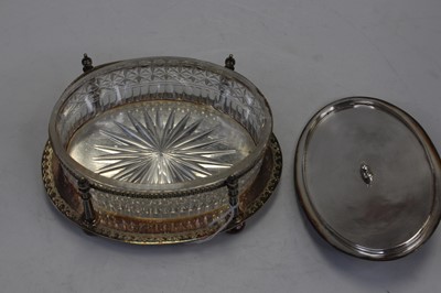 Lot 277 - A Victorian silver plated and cut glass butter...