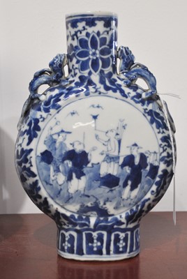 Lot 99 - A Chinese export blue and white moonflask, of...