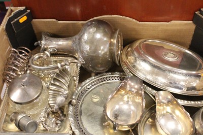 Lot 293 - A box of miscellaneous silver plate, to...
