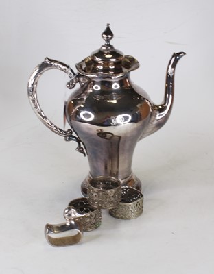 Lot 302 - A silver plated coffee pot; together with a...