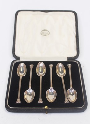 Lot 323 - A cased set of six mid-20th century silver...