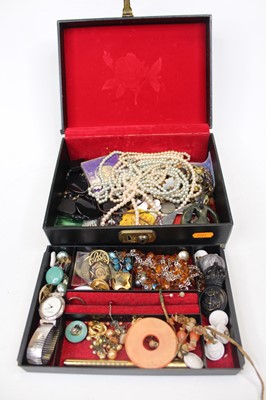 Lot 367 - A jewellery box and contents, to include faux...