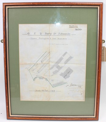 Lot 111 - Framed and Glazed original plan of GER Bury St...