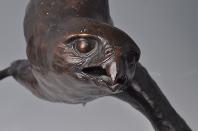 Lot 205 - Simon Dyer - a large bronze falcon, in flying...