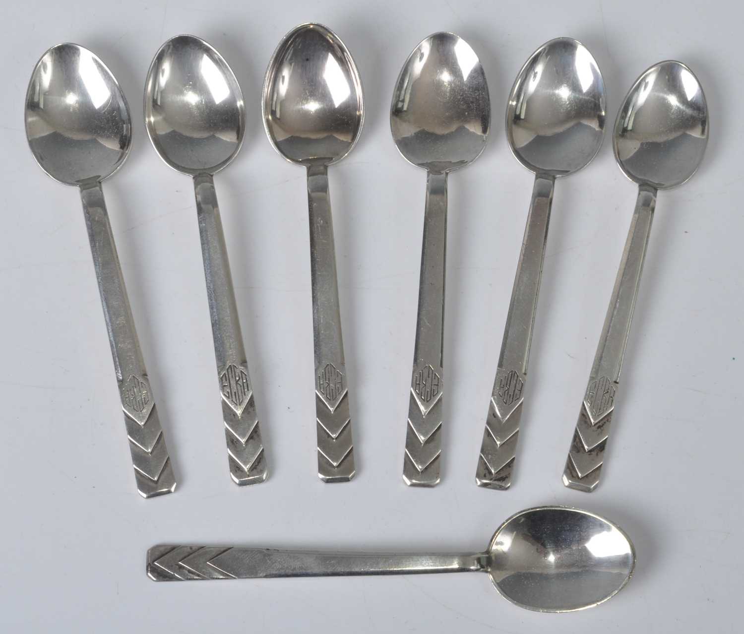 Lot 135 - A collection of six 1960s silver teaspoons by...
