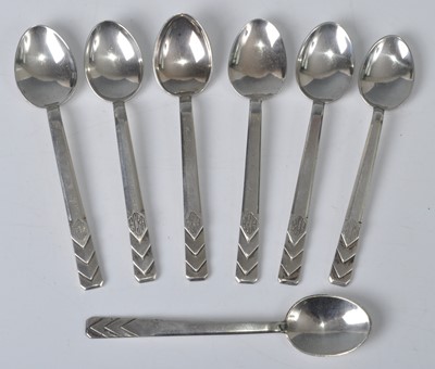Lot 135 - A collection of six 1960s silver teaspoons by...