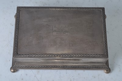 Lot 115 - A good Art Deco silver table cigar box, having...