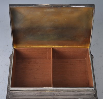 Lot 115 - A good Art Deco silver table cigar box, having...