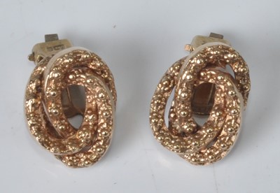 Lot 155 - A pair of 1970s 9ct gold clip earrings, of...