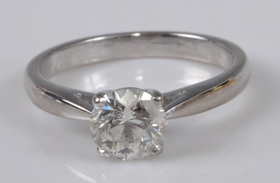 Lot 1128 - An 18ct white gold diamond solitaire ring,...