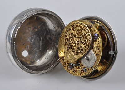 Lot 1157 - A mid 18th century silver pair cased pocket...