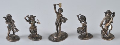 Lot 1068 - A matched set of five miniature silver...