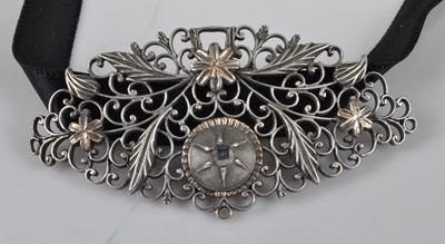 Lot 1144 - A George III steel openwork slider pendant,...