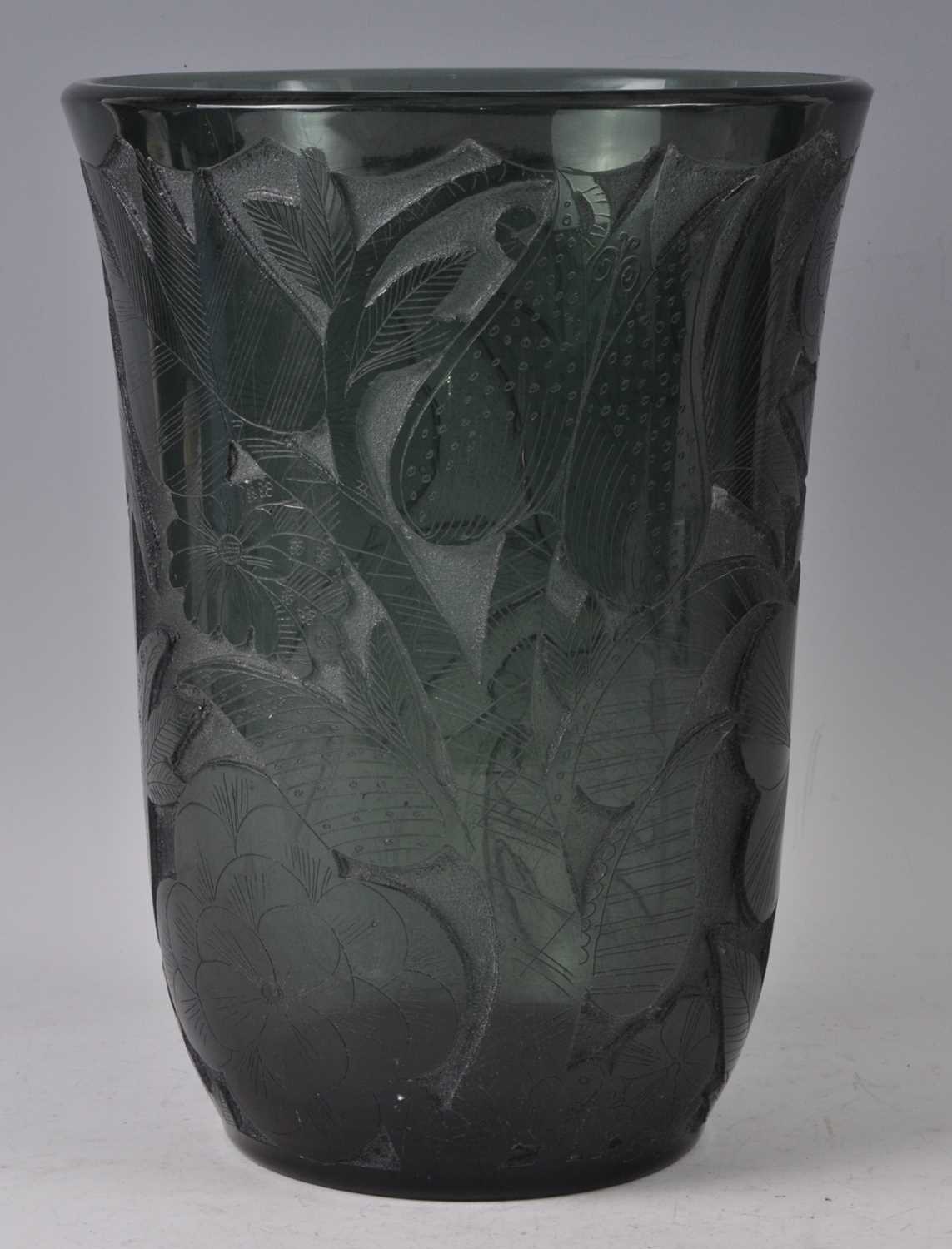 Lot 83 - A large 1930s Moser glass vase, tinted pewter,...