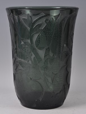 Lot 83 - A large 1930s Moser glass vase, tinted pewter,...