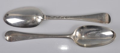 Lot 1079 - A pair of George III silver tablespoons, in...