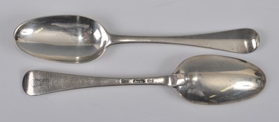 Lot 1079 - A pair of George III silver tablespoons, in...