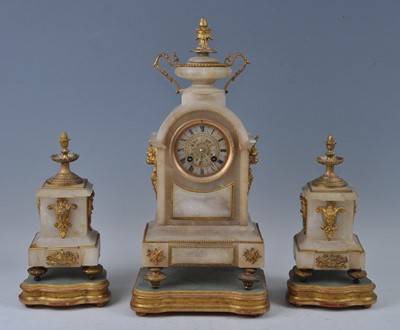Lot 1330 - A Victorian alabaster gilt metal mounted three-...