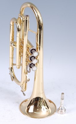 Lot 524 - A Sonata brass cornet, in fitted leather case.