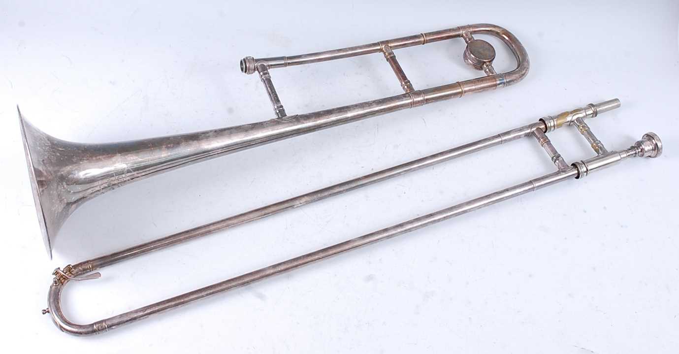 Lot 526 - A Besson Academy 402 silver plated trombone.