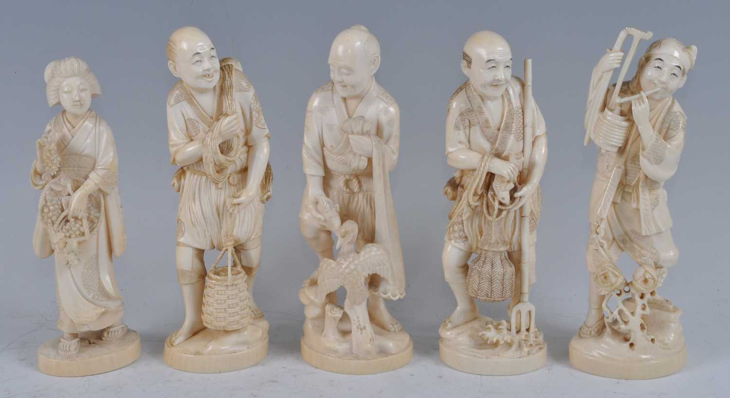 Lot 1237 - A matched group of five Japanese Meiji period...
