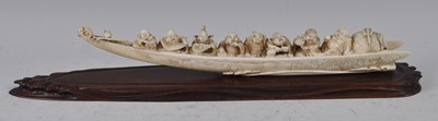 Lot 1240 - A Japanese Meiji period ivory tusk carving, as...
