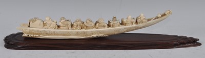 Lot 1240 - A Japanese Meiji period ivory tusk carving, as...