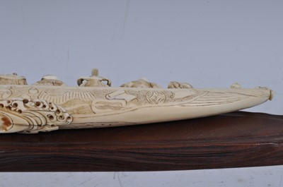 Lot 1240 - A Japanese Meiji period ivory tusk carving, as...