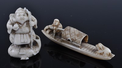 Lot 1241 - A Japanese Meiji period carved ivory netsuke...