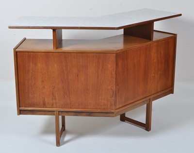 Lot 442 - A 1960s teak corner bar, having a laminate...