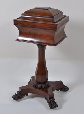 Lot 1413 - A William IV fiddleback mahogany pedestal...