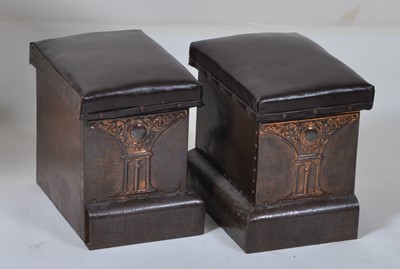 Lot 388 - A pair of Art Deco hammered cooper and...
