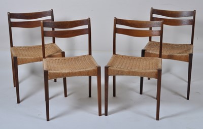 Lot 469 - A set of four Danish 1960s teak dining chairs...