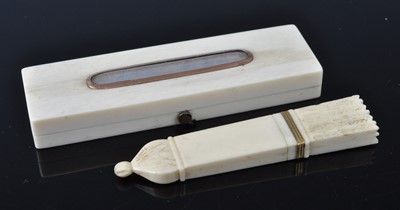 Lot 1187 - A Victorian ivory toothpick case, having...