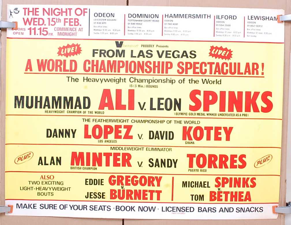 Lot 724 - Muhammad Ali v. Leon Spinks, 1978 boxing match...