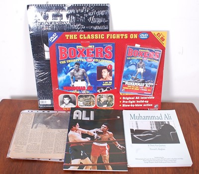 Lot 737 - Two boxes of miscellaneous boxing memorabilia,...