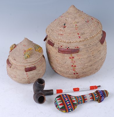 Lot 145 - An African pipe, having two bowls to a single...