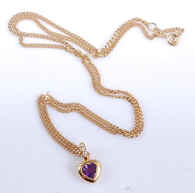 Lot 2557 - An 18ct yellow gold, amethyst and diamond...