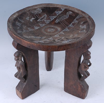 Lot 162 - An East African hardwood stool, the circular...