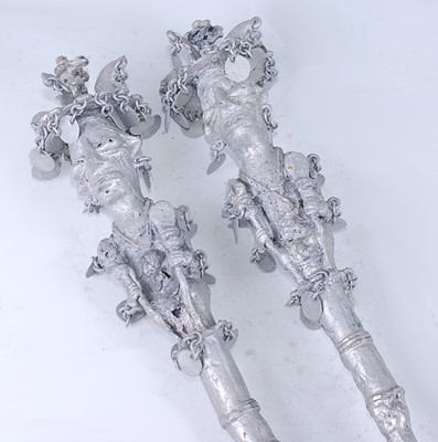 Lot 166 - A pair of cast aluminium prestige style staffs,...