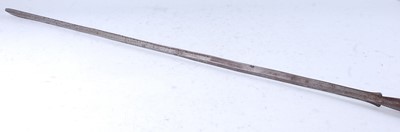 Lot 168 - An African lion spear, the 97cm leaf shaped...