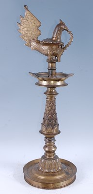 Lot 301 - A brass ritual lamp (Puja ritual), the upper...