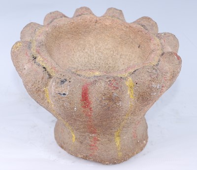 Lot 130 - A carved stone mortar, the deep circular bowl...
