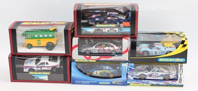 Lot 1429 - One tray containing 7 boxed Scalextric racing...