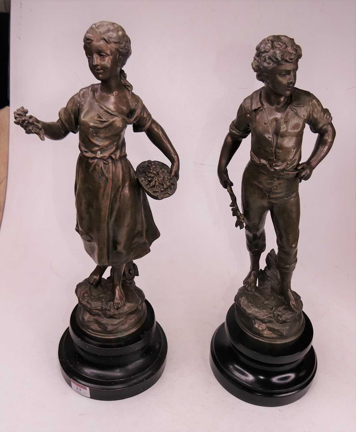 Lot 23 - A pair of 19th century style spelter figures...