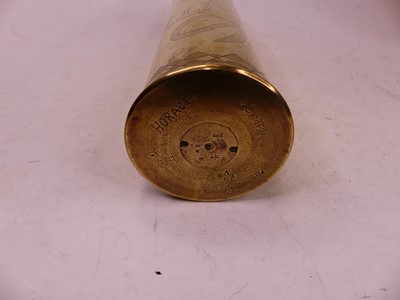 Lot 37 - An early 20th century brass artillery shell...